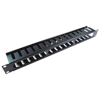 Ghidaj organizator cabluri LanKATT pentru rack, metalic, negru, 1U, wire manager capacitate mare