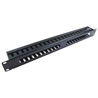 Ghidaj organizator cabluri LanKATT pentru rack, metalic, negru, 1U (wire manager )