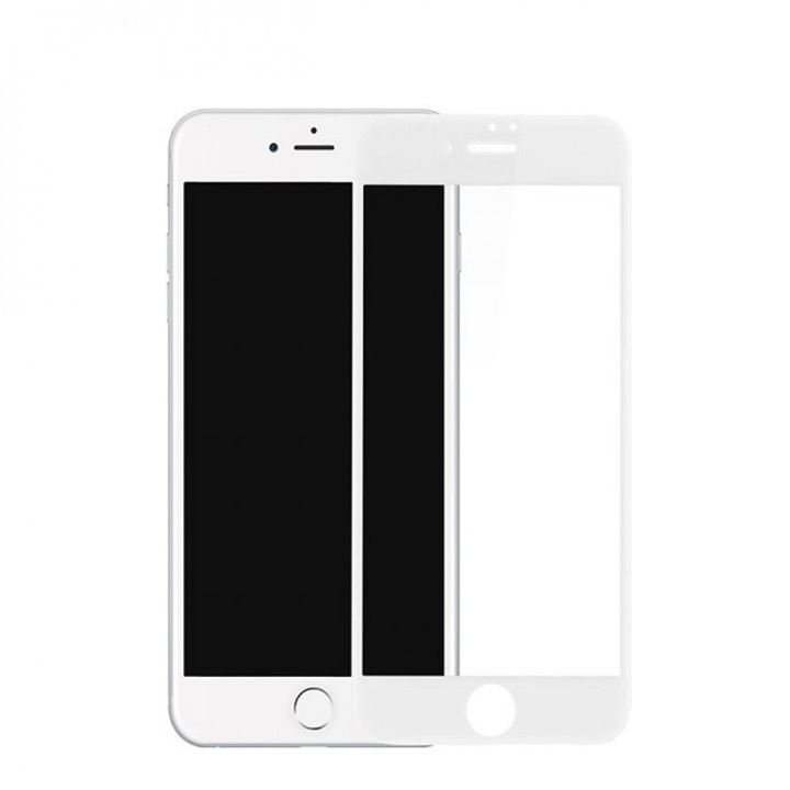 Стъклен протектор Tempered Glass 5D, Full Glue, за Apple iPhone 6 Plus/6s Plus, Безцветен/Бял