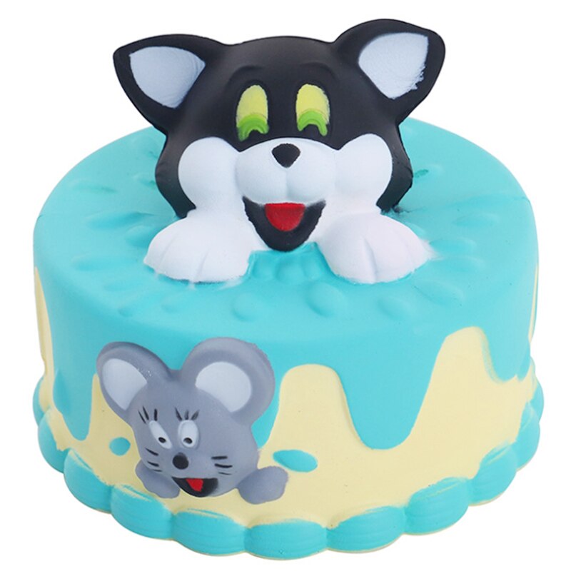 Jucarie Squishy parfumata, model tortulet cu pisicuta si soricel, multicolora