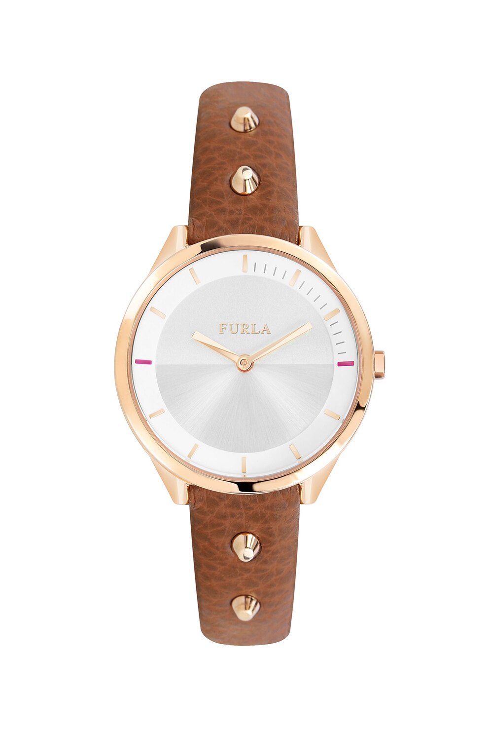 Furla, Ceas quartz cu aplicatii din nituri, Maro/Auriu rose/Alb