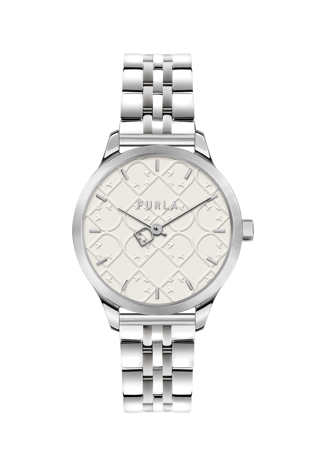 Furla, Ceas quartz cu model monograma pe cadran, Argintiu/Alb