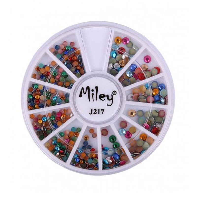 Carusel strasuri multicolor cu pietre colorate J217, Miley, pentru manichiura