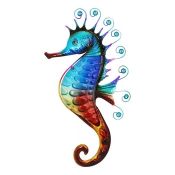 Calut de mare deco Sea Club, metal/sticla, fixare murala,27x49x2,5cm Calut de mare deco Sea Club, metal/sticla, fixare murala,27x49x2,5cm