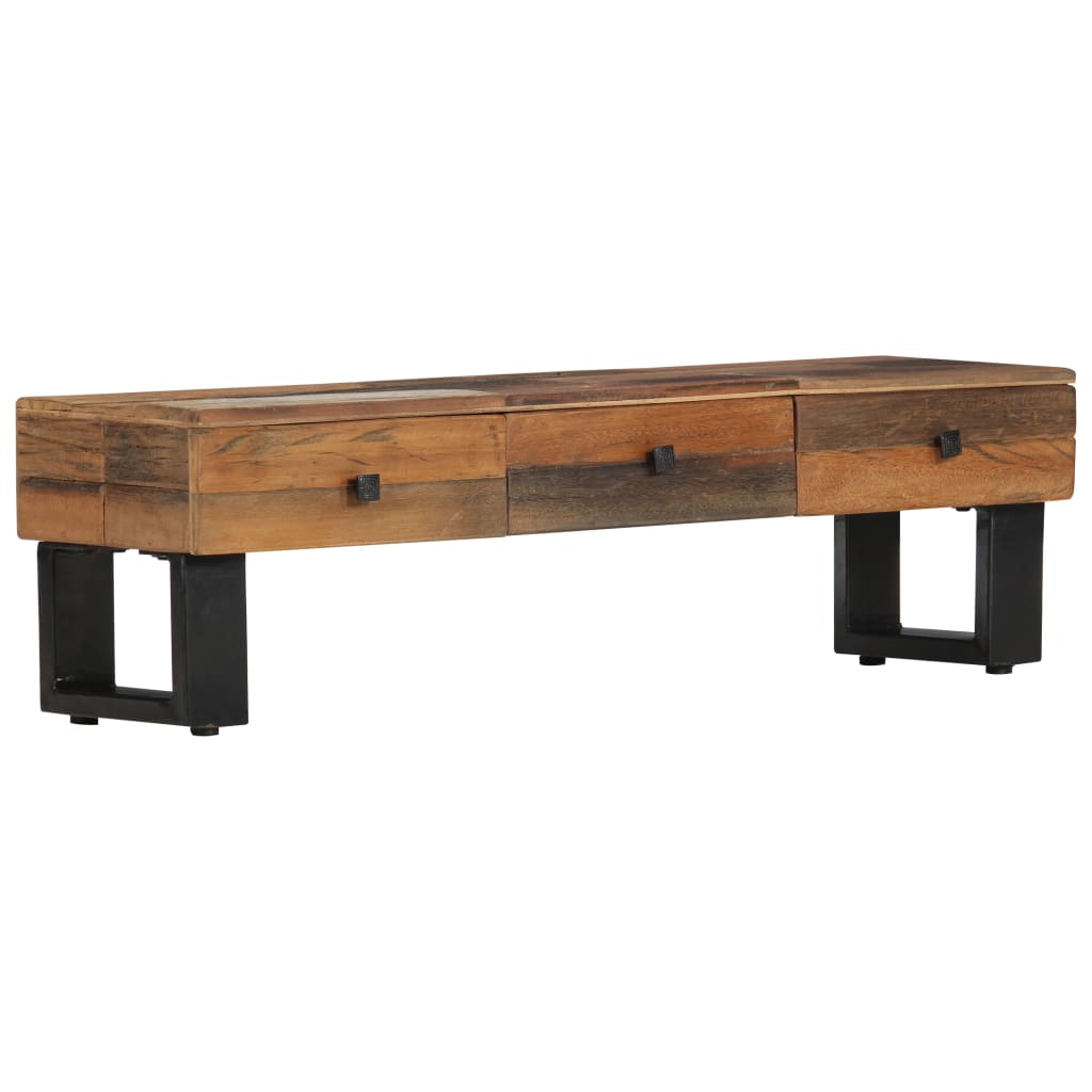 Comoda TV vidaXL, Lemn masiv reciclat, 110 x 30 x 30 cm, Maro