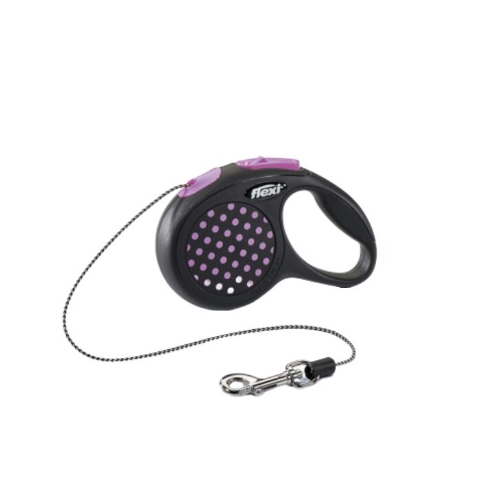 Lesa retractabila, Croci, Flexi Design, 5 m, L, c5055362, negru cu roz