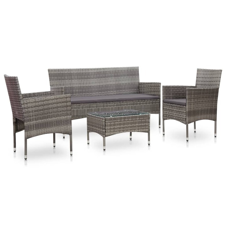 vidaXL 4 részes szürke polyrattan kerti ülőgarnitúra párnákkal 29.4 kg 45890
