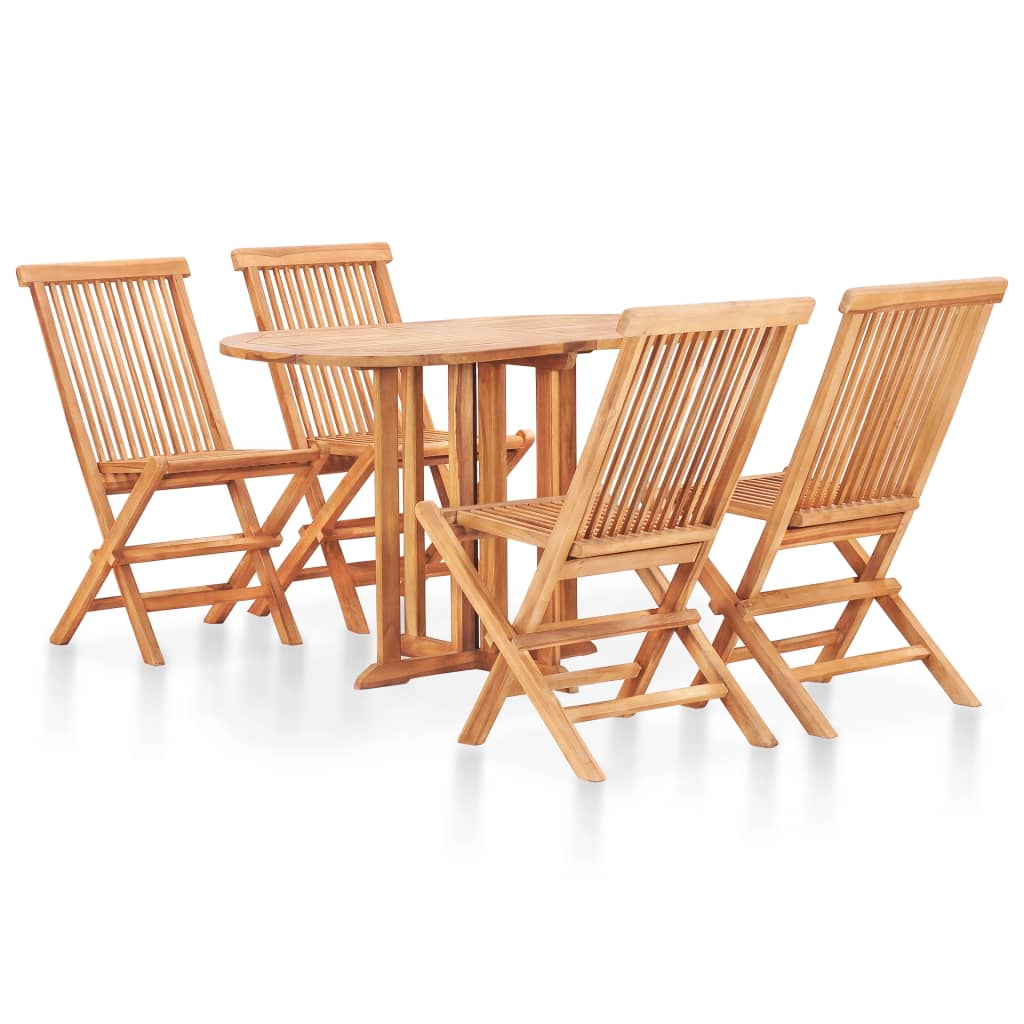 Set mobilier de exterior 5 piese, pliabil, vidaXL, Lemn, 120 x 70 x 75 cm, Maro