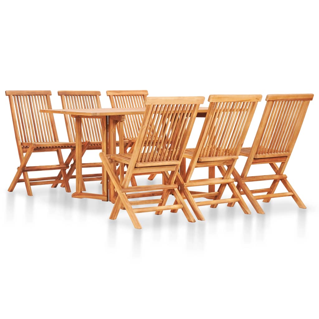 Set mobilier de exterior 7 piese, pliabil, vidaXL, Lemn, 150 x 90 x 75 cm, Maro