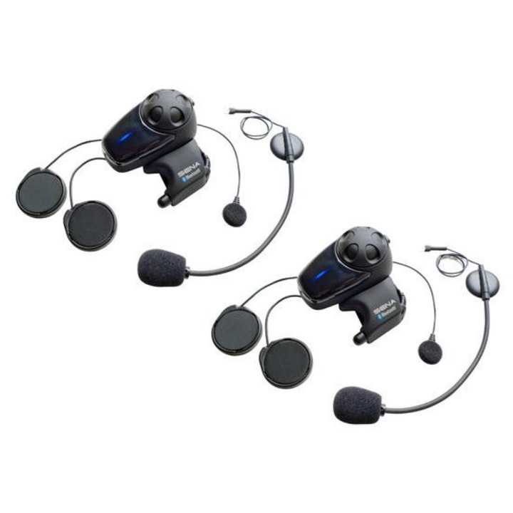 Комплект 2 мотоциклетни домофона Sena SMH10, Bluetooth 3.0, разстояние 900м, Черен, SMH10D-10