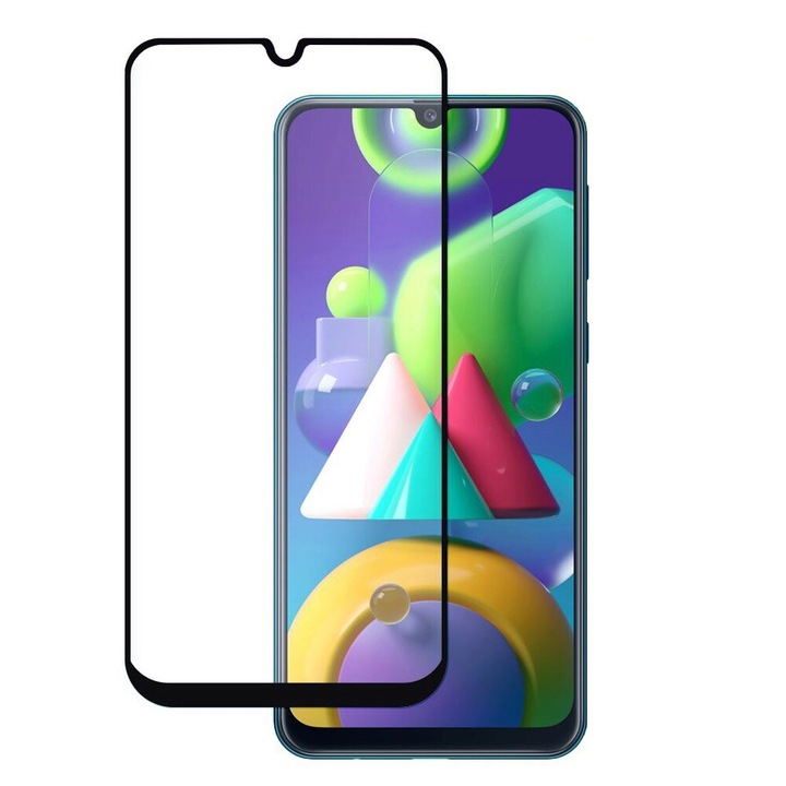 Протектор Wozinsky Super Tough Glass Film за Samsung Galaxy M21, FullCover, подходящ за калъф, Черен