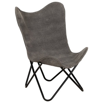 Scaun tip fluture, vidaXL, Panza/fier, 74 x 66 x 90 cm, Gri antracit Scaun tip fluture, vidaXL, Panza/fier, 74 x 66 x 90 cm, Gri antracit
