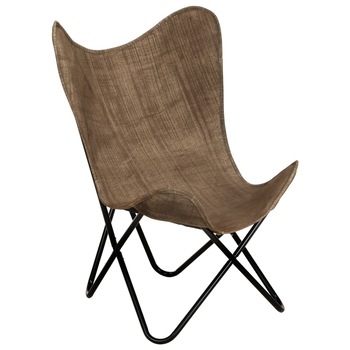 Scaun tip fluture, vidaXL, Panza/fier, 74 x 66 x 90 cm, Maro Scaun tip fluture, vidaXL, Panza/fier, 74 x 66 x 90 cm, Maro