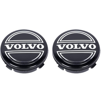 Set 2 capacele roti 64mm negru cu crom, pentru jante aliaj Volvo Set 2 capacele roti 64mm negru cu crom, pentru jante aliaj Volvo