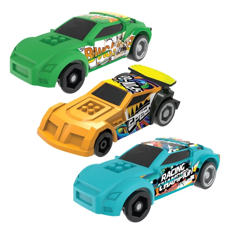 Set 3 masini de curse , Imaginarium , Crazy Race X3 Cars , mecanism Pull-Back , Multi Color , 3 - 10 ani