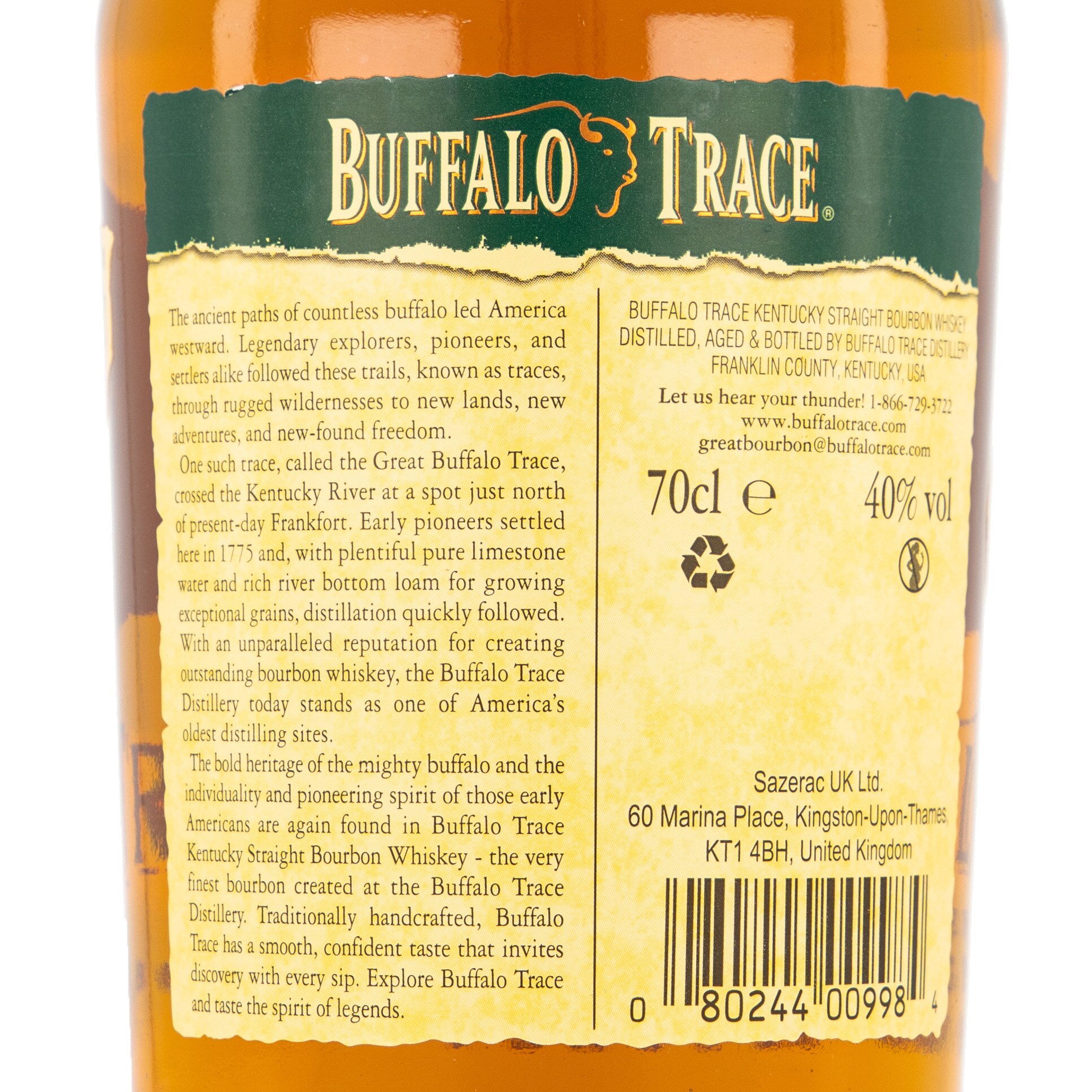 40%, Kentucky Whiskey Trace, Buffalo Straight Bourbon, 0.7L