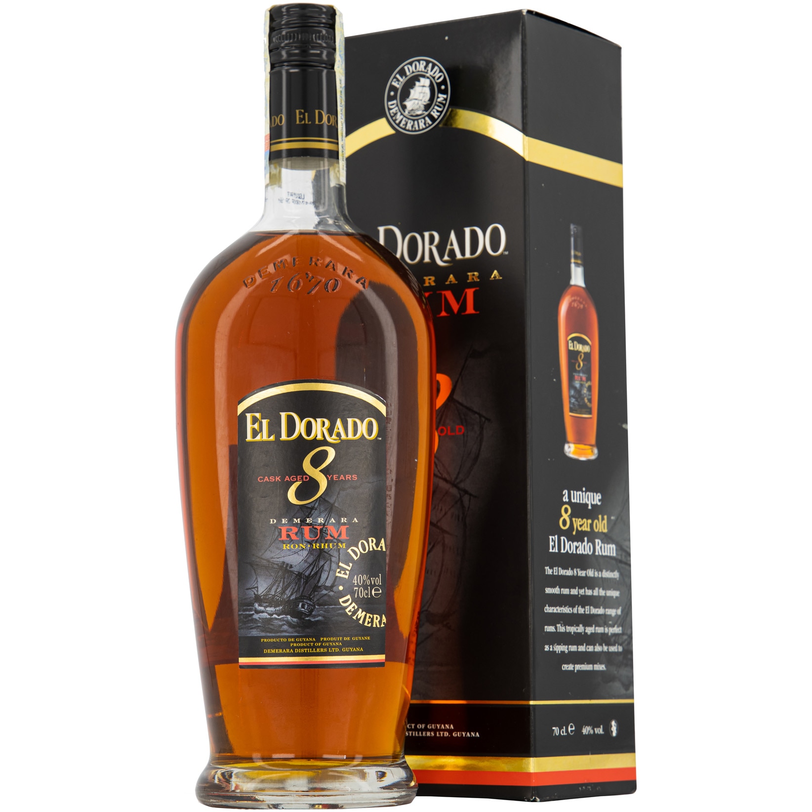 Rom El Dorado 8 YO, Cask Aged Demerara, 40%, 0.7l