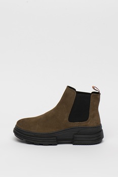 Scotch & Soda, Ghete Chelsea de piele intoarsa Cara, Kaki/Negru, 39 Scotch & Soda, Ghete Chelsea de piele intoarsa Cara, Kaki/Negru, 39