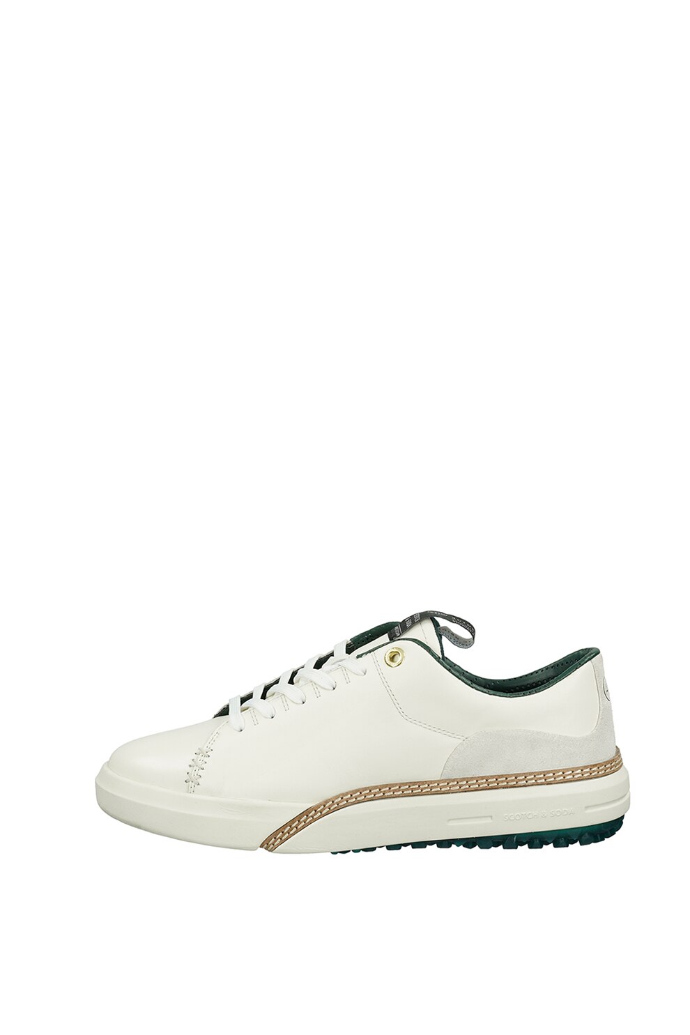 Scotch & Soda, Pantofi sport din piele cu insertii din piele intoarsa, Alb/Albastru inchis, 45