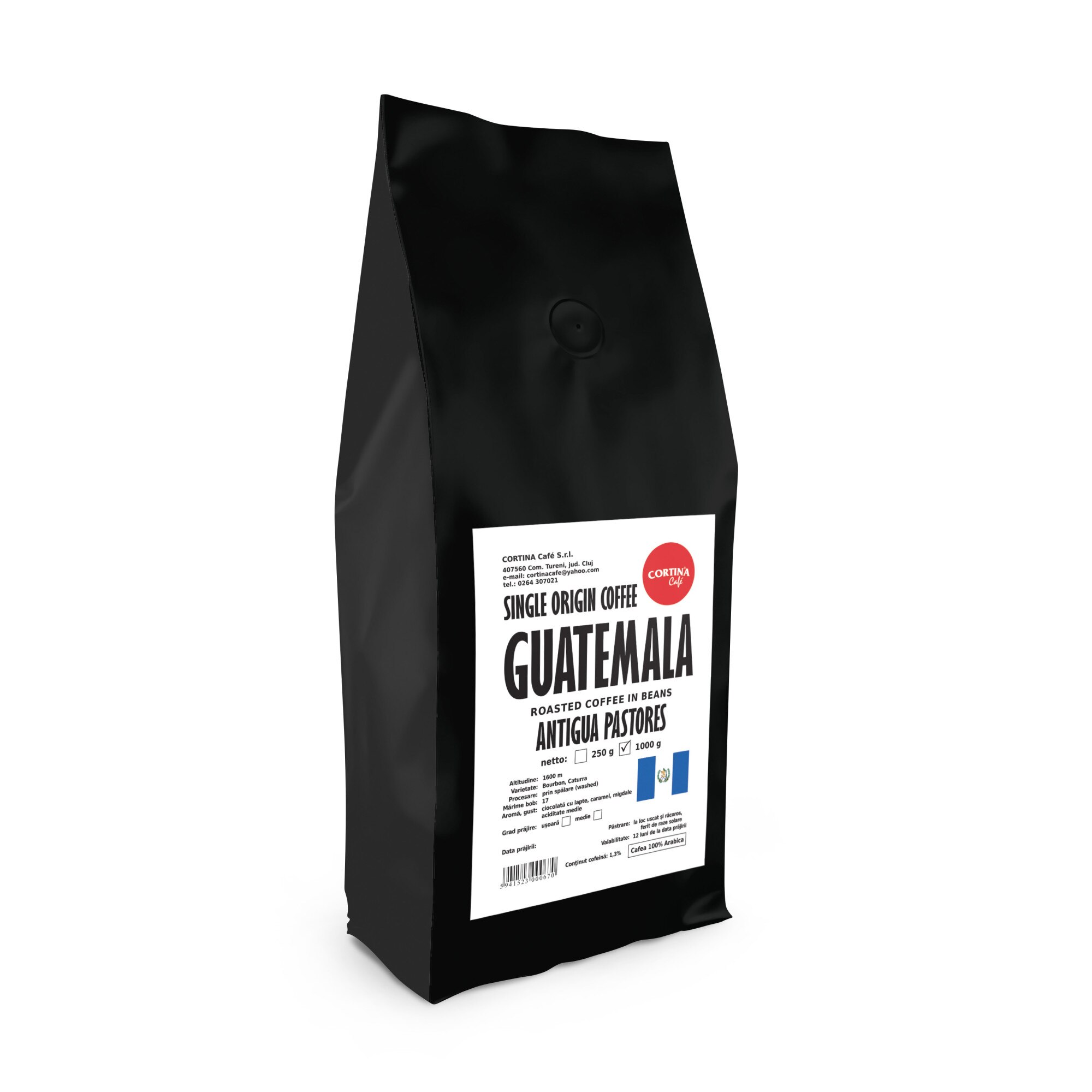 Cafea boabe 100 % Arabica, Cortina Cafe, single origin Guatemala Antigua Pastores, 1 Kg