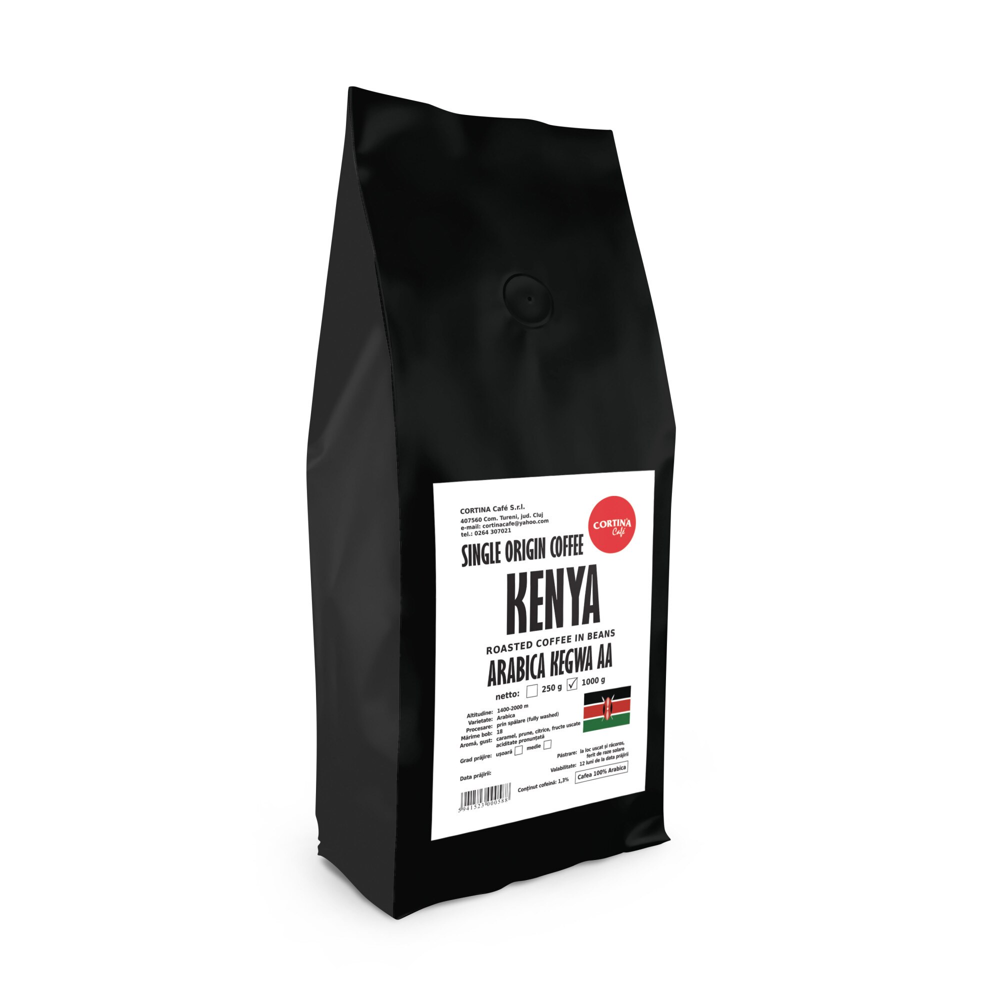 Cafea boabe 100 % ARABICA, Cortina Cafe, single origin, Kenya Arabica Kegwa , 1 kg