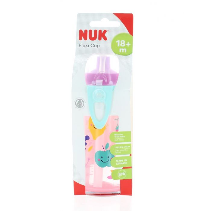 Biberon cu pai, Nuk, plastic, mov, 300 ml, 18 luni +