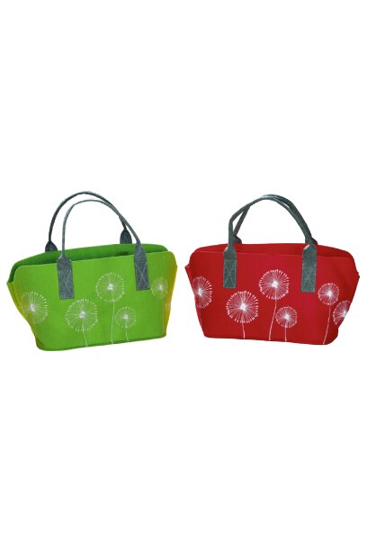 Set 2 genti Dandelion, pasla, alb/verde, 40x26x25 cm