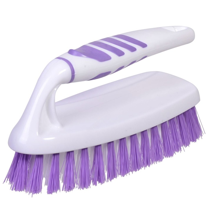 Perie de plastic alb mov, DecorCasa, 16 cm
