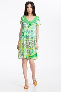 Sense, Rochie cu imprimeu grafic, Verde, S Sense, Rochie cu imprimeu grafic, Verde, S