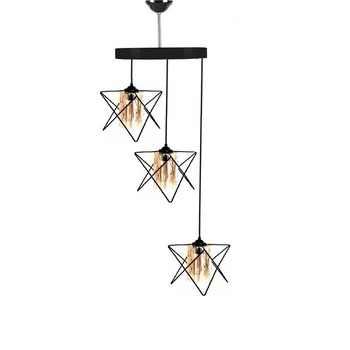 Candelabru Zigzag Rustic Glass cu 3 Pandantive Candelabru Zigzag Rustic Glass cu 3 Pandantive