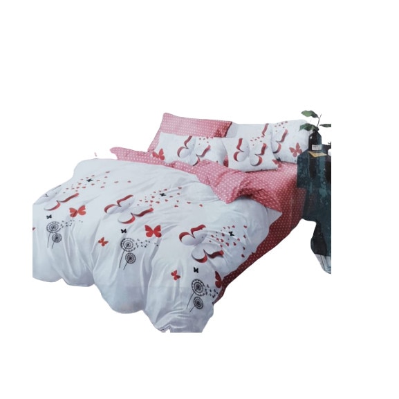 Lenjerie de pat dublu 6 piese Milano Home Collection Buterfly Red MC-5079