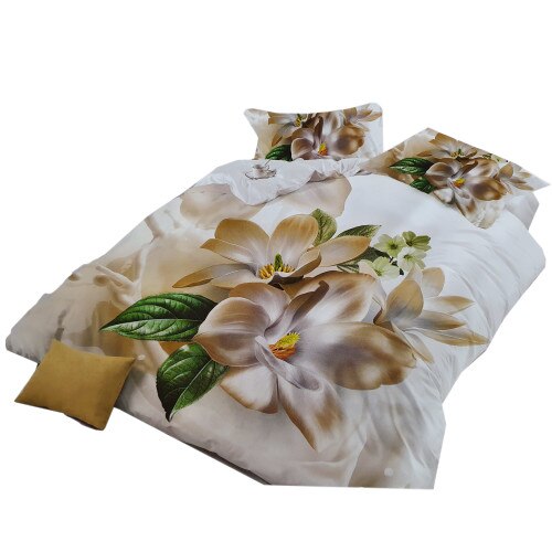 Lenjerie 3D pentru pat dublu 4 Piese Milano Home Collection Microfibra aspect Floral MC-1113