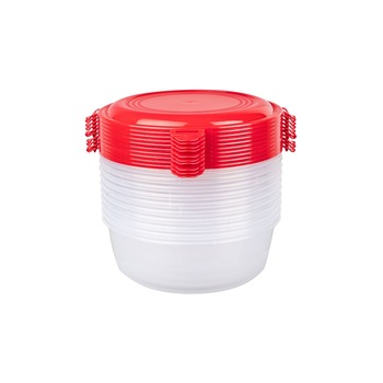 Set 10 cutii alimente, rotunde, 1 litru, Daisy, rosii Set 10 cutii alimente, rotunde, 1 litru, Daisy, rosii