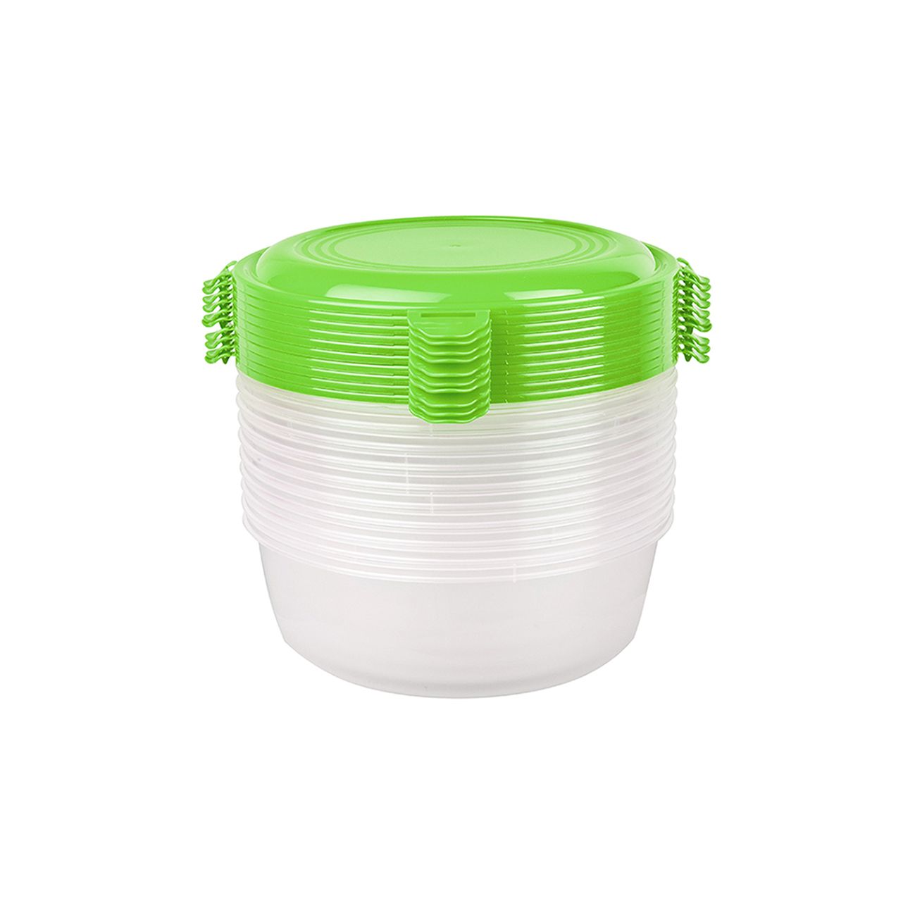 Set 10 cutii alimente, rotunde, 2.5 litri, Daisy, verzi