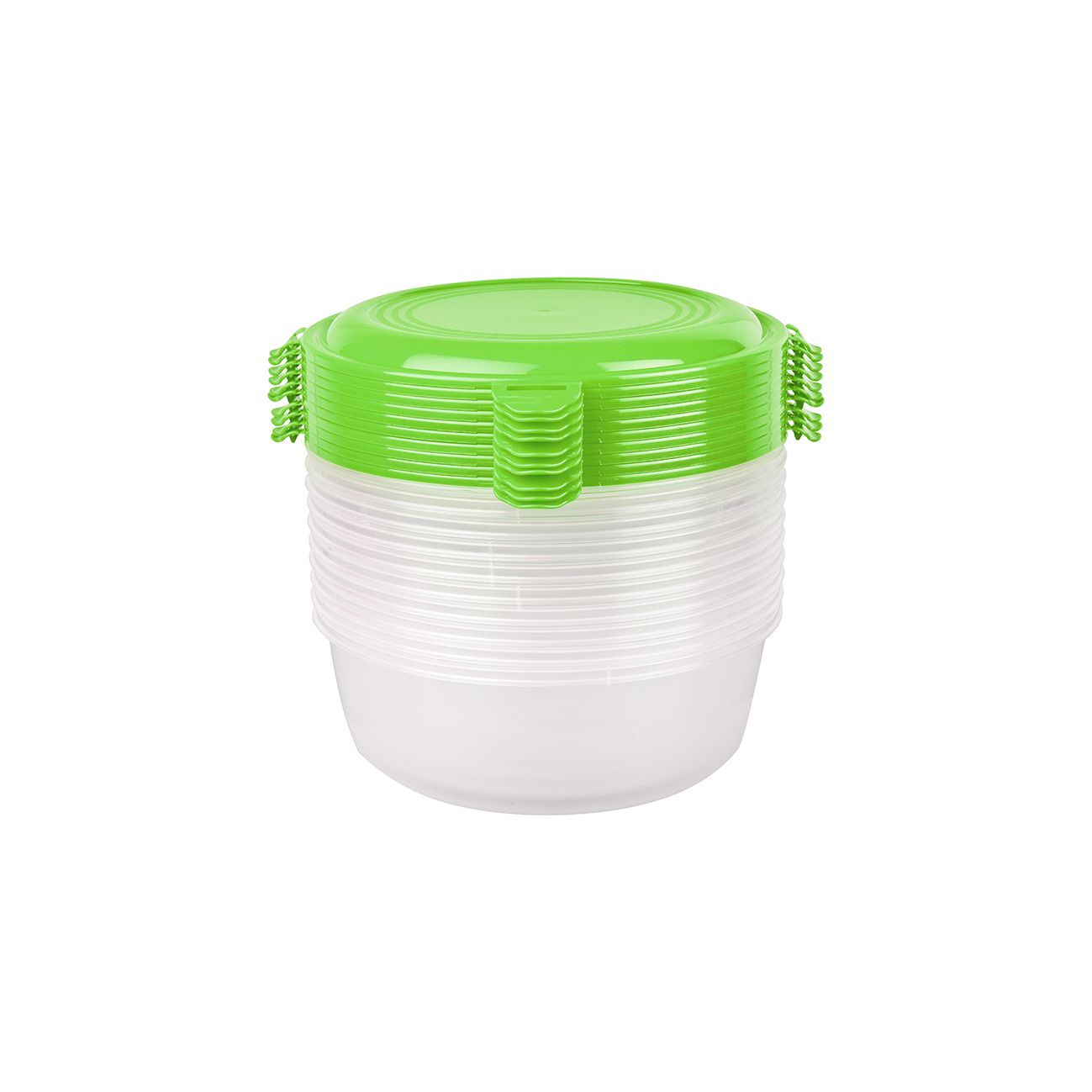 Set 10 cutii alimente, rotunde, 1 litru, Daisy, verzi