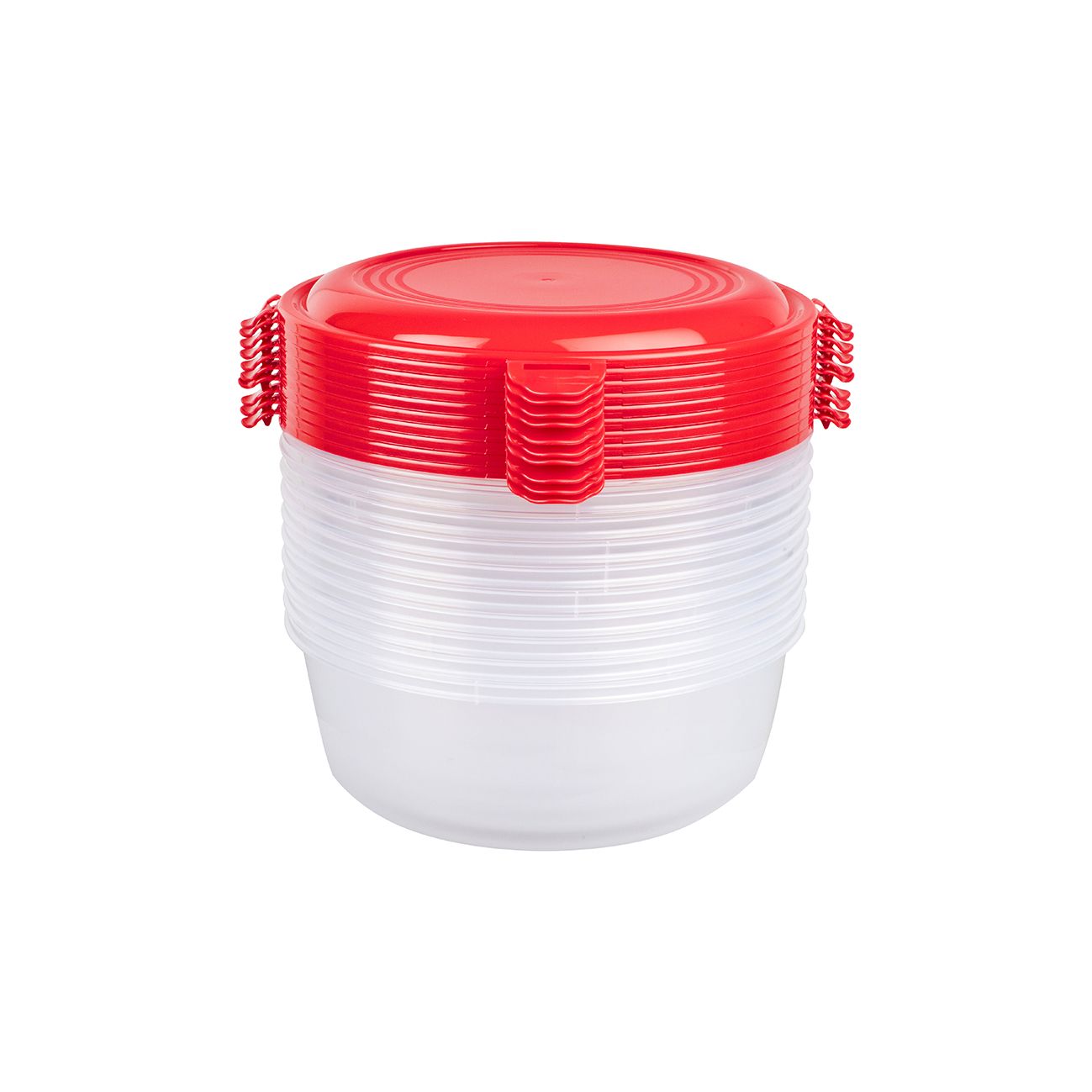 Set 10 cutii alimente, rotunde, 2.5 litri, Daisy, rosii