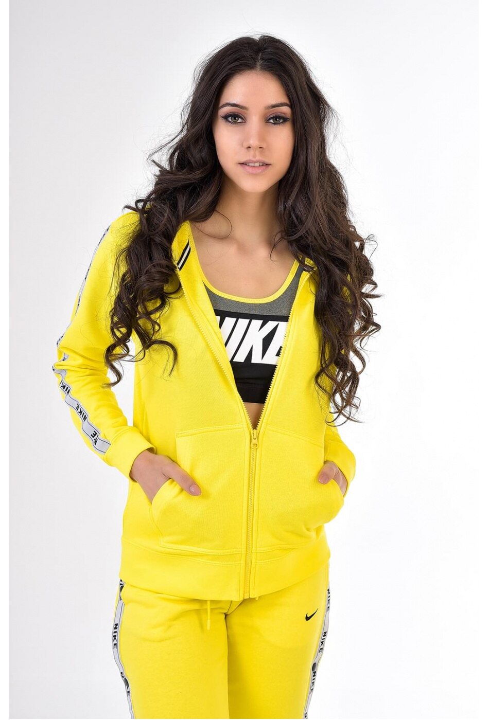 nike w nsw hoodie fz logo tape