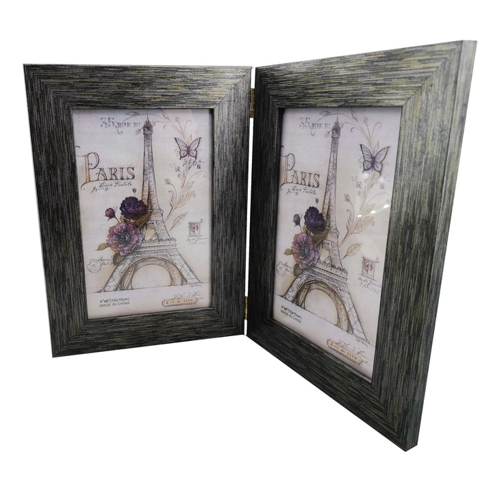 Rama foto dubla, Claum, 10x15cm , maro