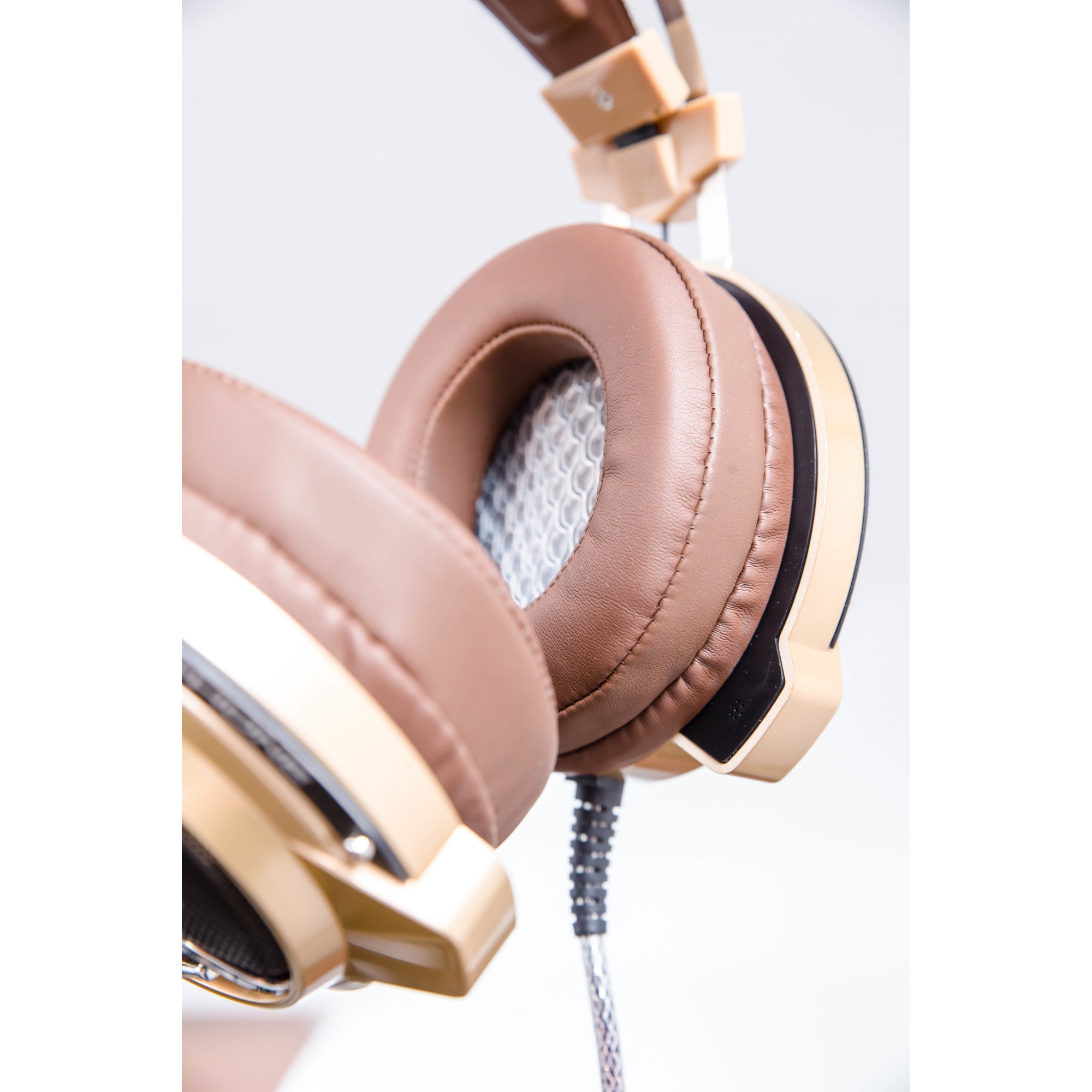 Casti Stereo X-LSWAB SuperLaser i66S2, Control Volum, LED, Microfon incorporat, Dark Beige