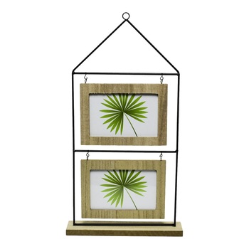 Rama Foto Double, 42 x 22 cm, Metal/Lemn, Bej Rama Foto Double, 42 x 22 cm, Metal/Lemn, Bej