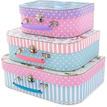 Set 3 valize depozitare, carton, flamingo, 3 ani+ Set 3 valize depozitare, carton, flamingo, 3 ani+