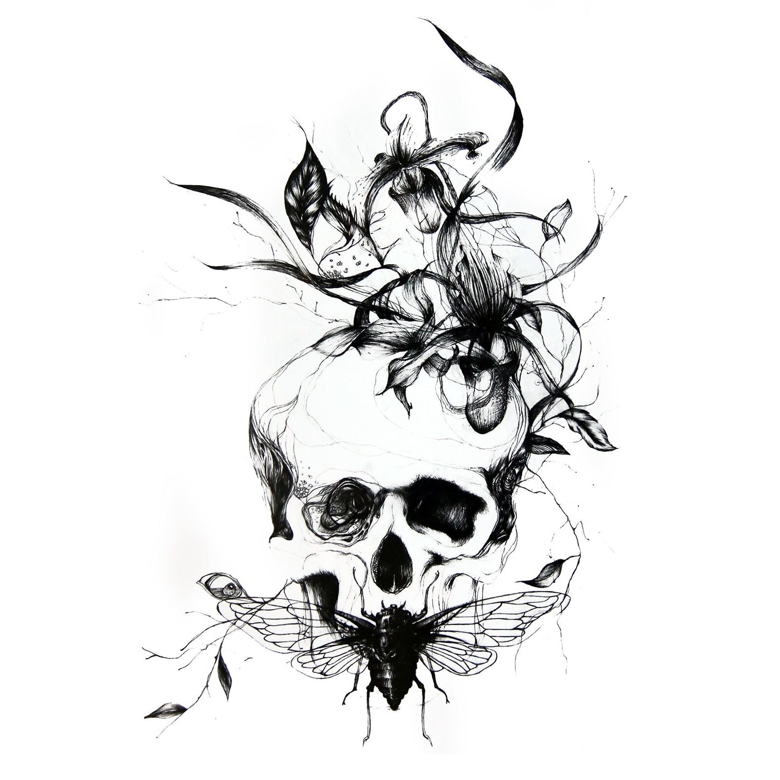 Tatuaj temporar, Flash Tattoos Romania, Memento Mori, rezistent la apa, aplicare rapida, 15x21 cm