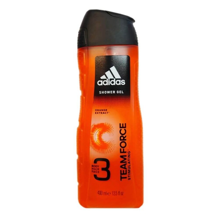 Gel de Dus ADIDAS Men Team Force, 400 ml, cu Extracte de Portocala, Geluri pentru Corp