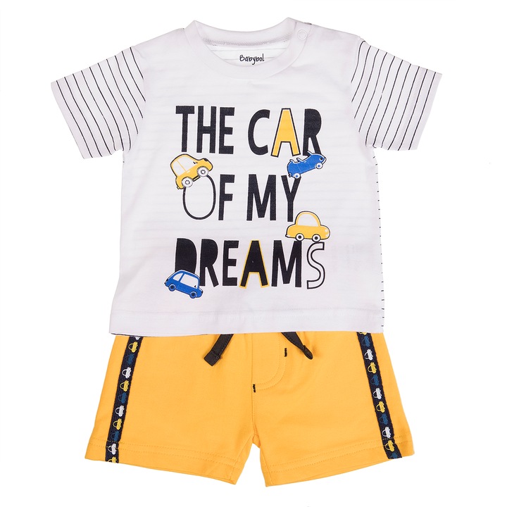 Set Babybol tricou maneca scurta si pantalon scurt, galben