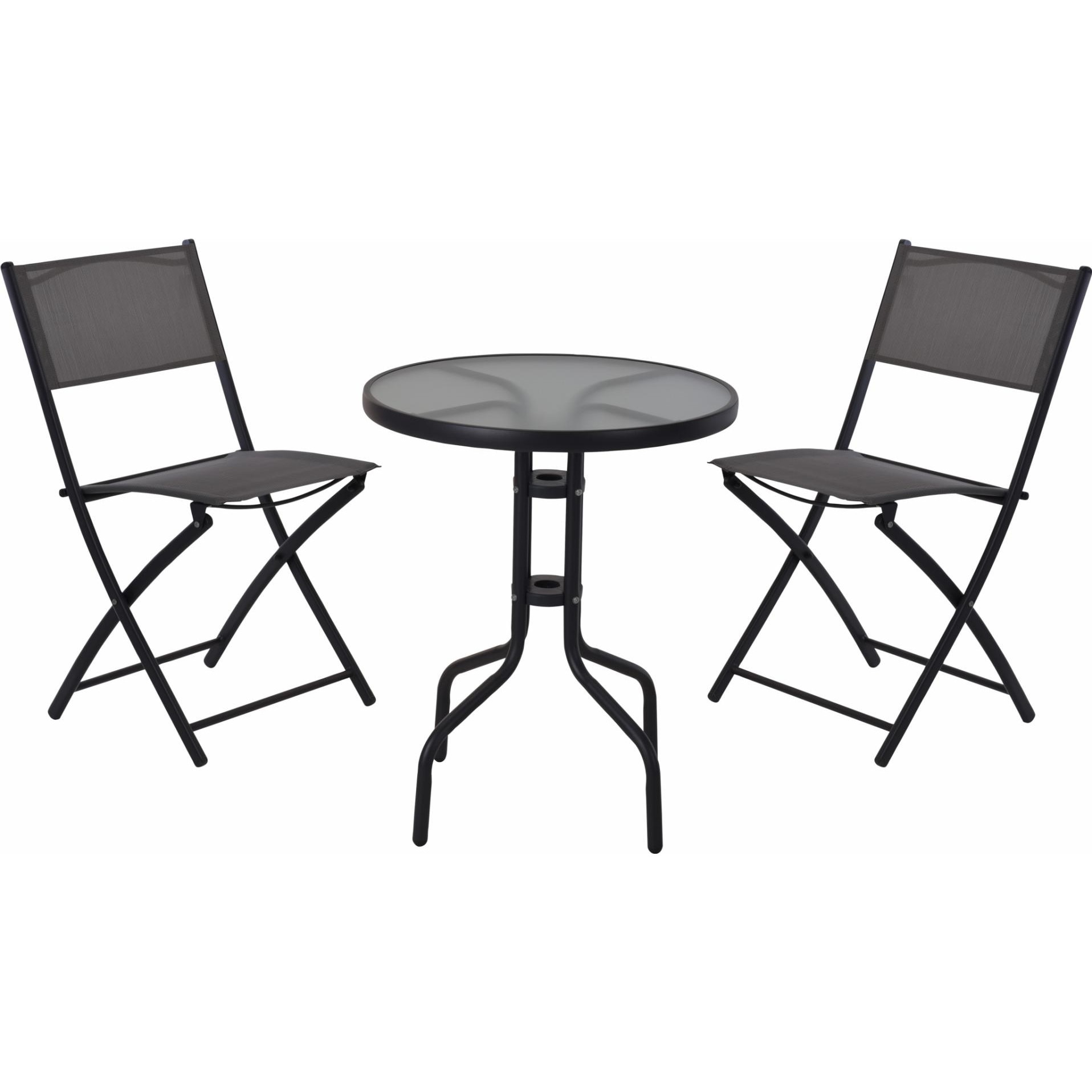 top notch Pearly Outflow Set mobilier gradina, 2 scaune si masa din sticla si metal, Negru - eMAG.ro