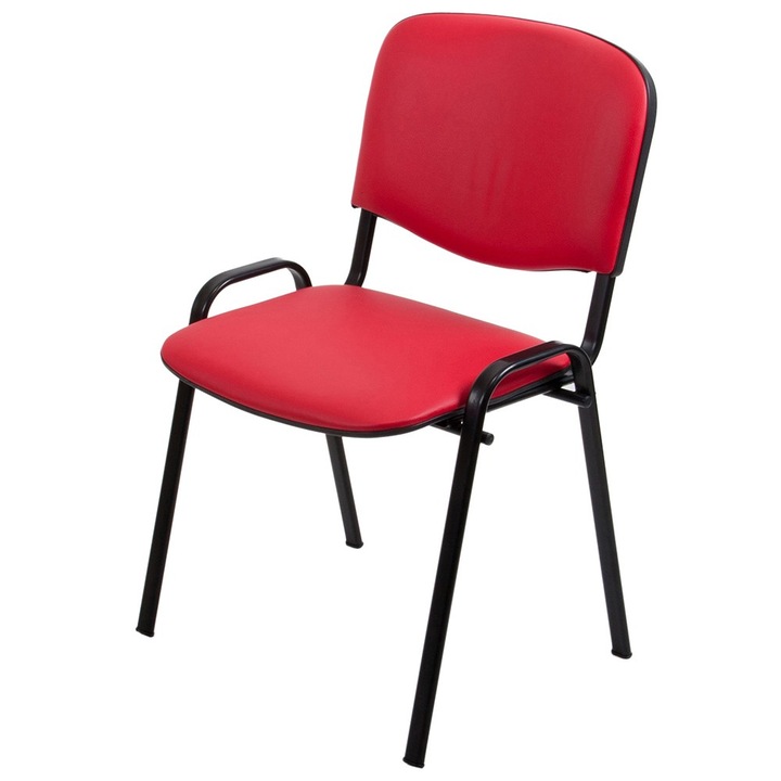 Scaun VISI tapitat cu piele ecologica de culoare rosie