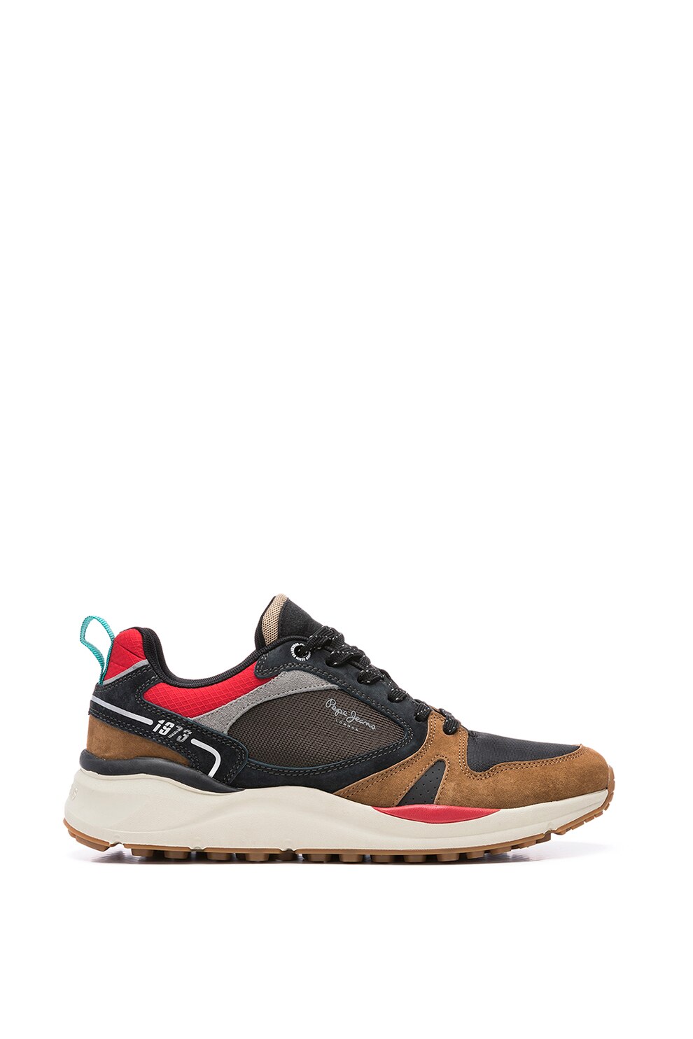 Pepe Jeans London, Pantofi sport din piele intoarsa cu insertii din plasa, Maro, 44