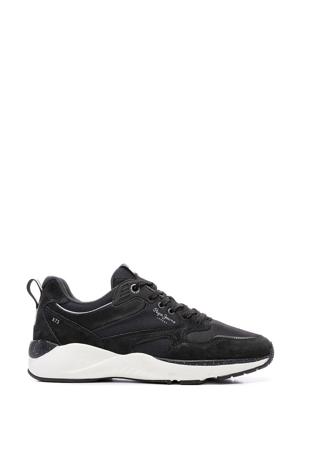 Pepe Jeans London, Pantofi sport din piele intoarsa cu insertii din plasa, Negru, 45