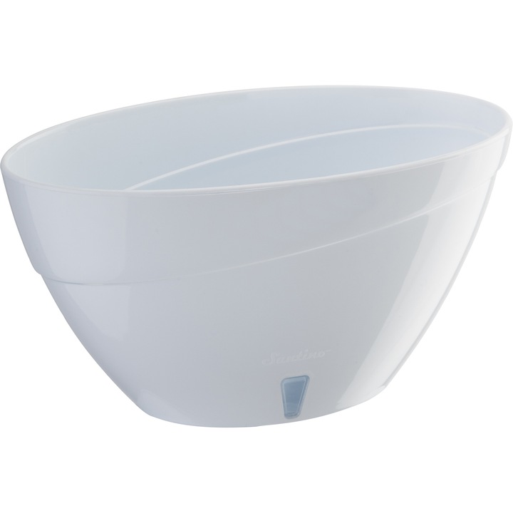 Ghiveci Calipso 2L alb, tip barcuta cu sistem de auto-udare