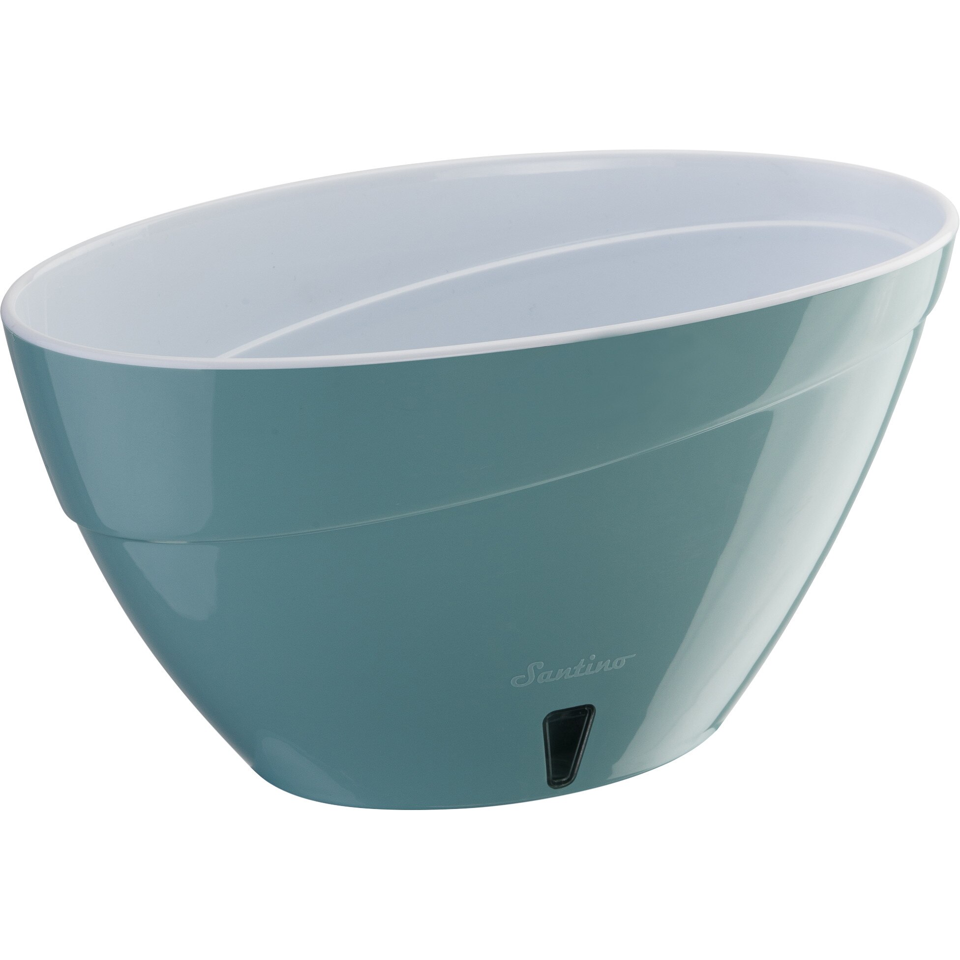 Ghiveci Calipso 2L verde-alb, tip barcuta cu sistem de auto-udare